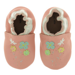 Chaussons Cuir Wheasle Girl Rose Fonce Robeez - Enfant
