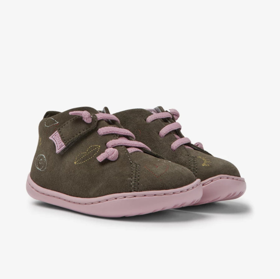 Camper Peu Twins Sella caqui gris y rosa