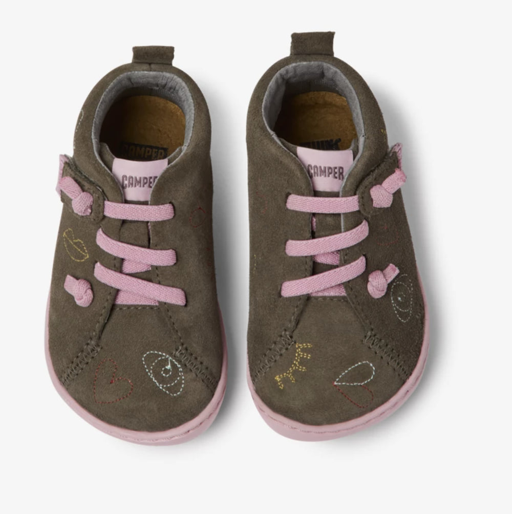 Camper Peu Twins Sella gris kaki et rose