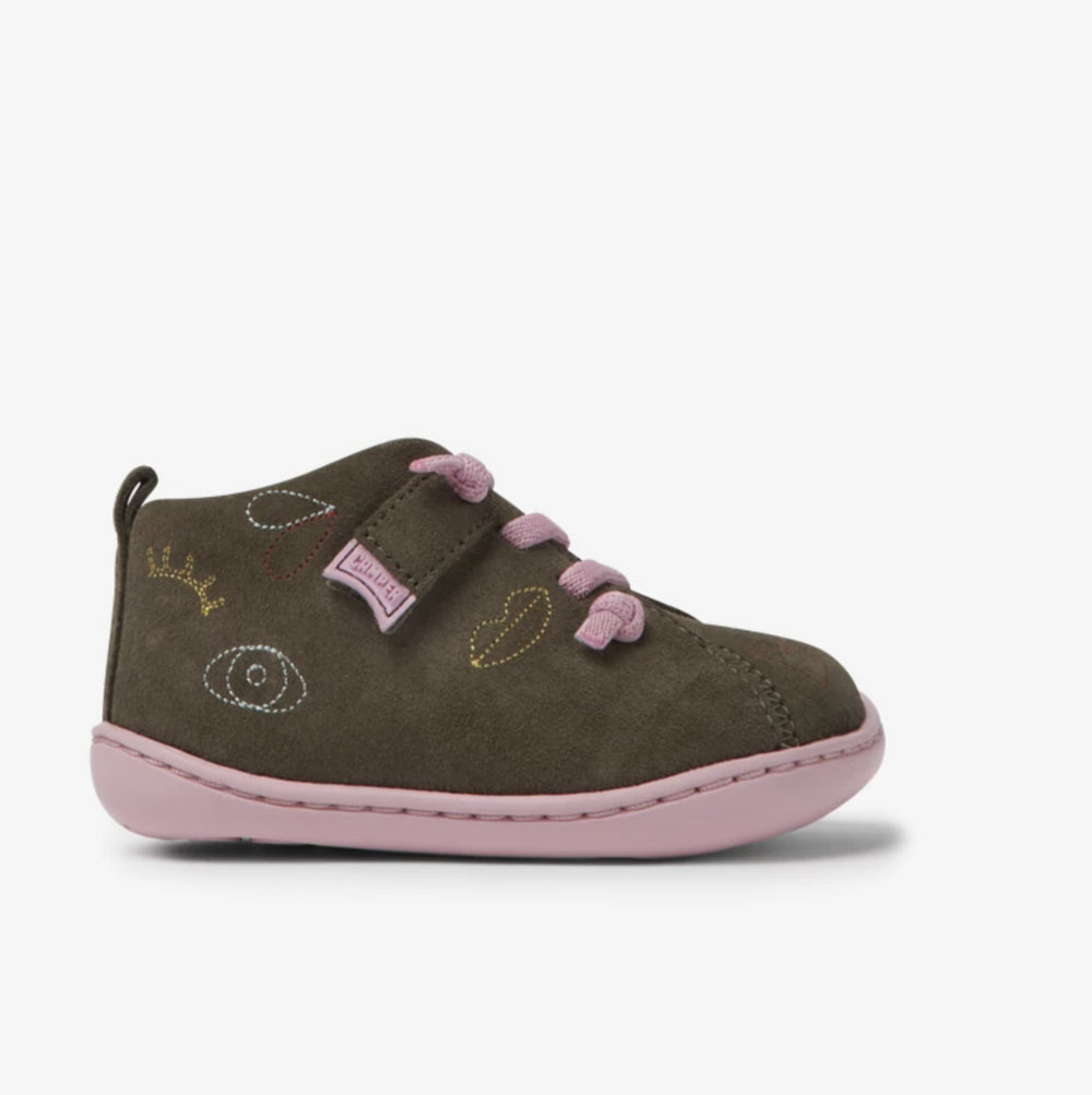 Camper Peu Twins Sella gris kaki et rose