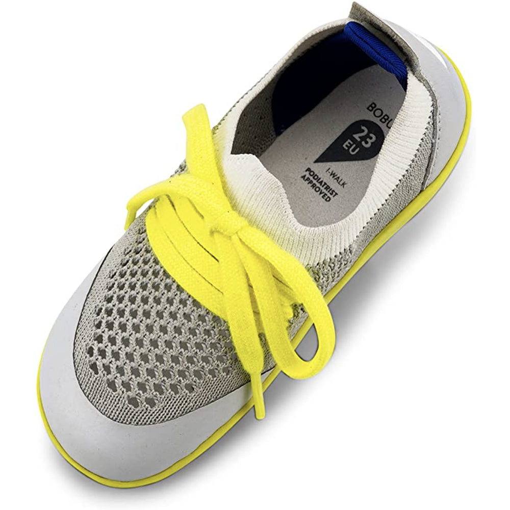 Bobux Step-up Play Knit gris blanco amarillo