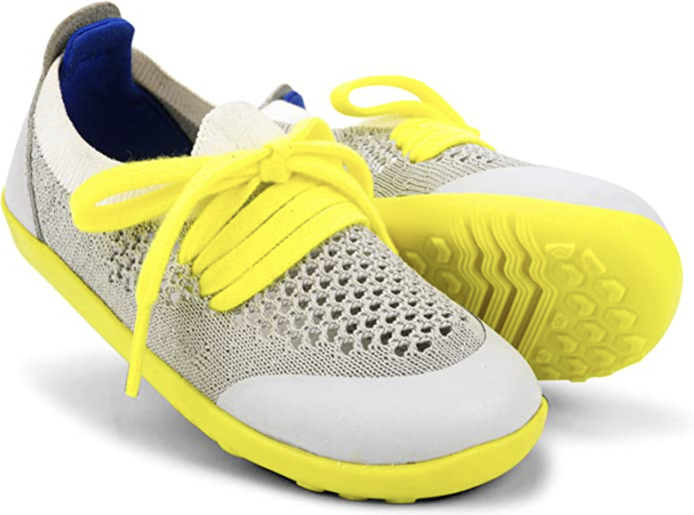 Bobux Step-up Play Knit gris blanco amarillo