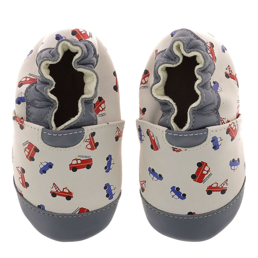 Zapatillas Robeez Super Cars Beige Claro Gris Oscuro