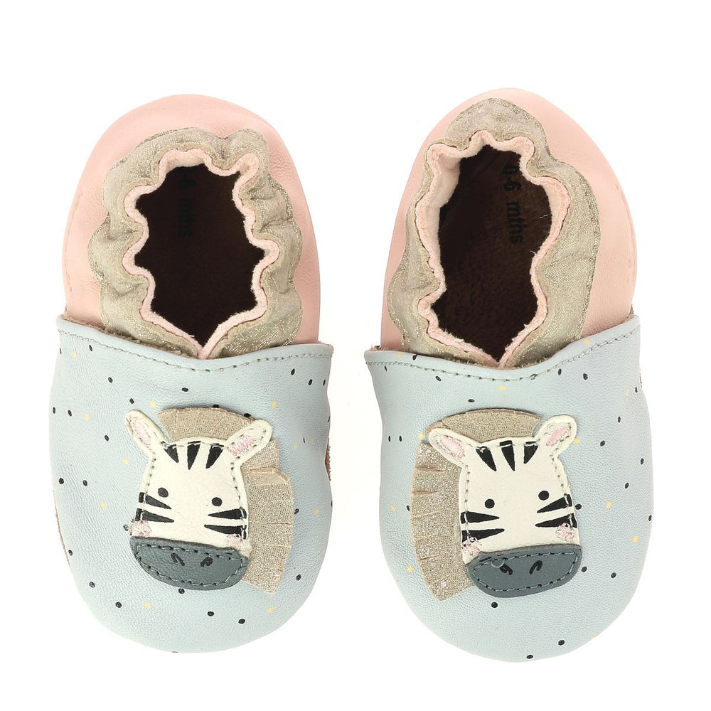 Robeez Lindas Pantuflas Cebra Gris Rosa