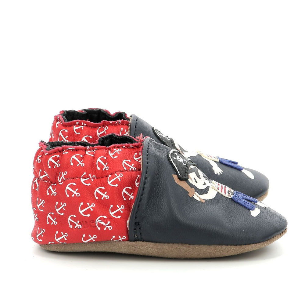 Robeez Chaussons Caribbean Boy Marine Rouge Print Ancre