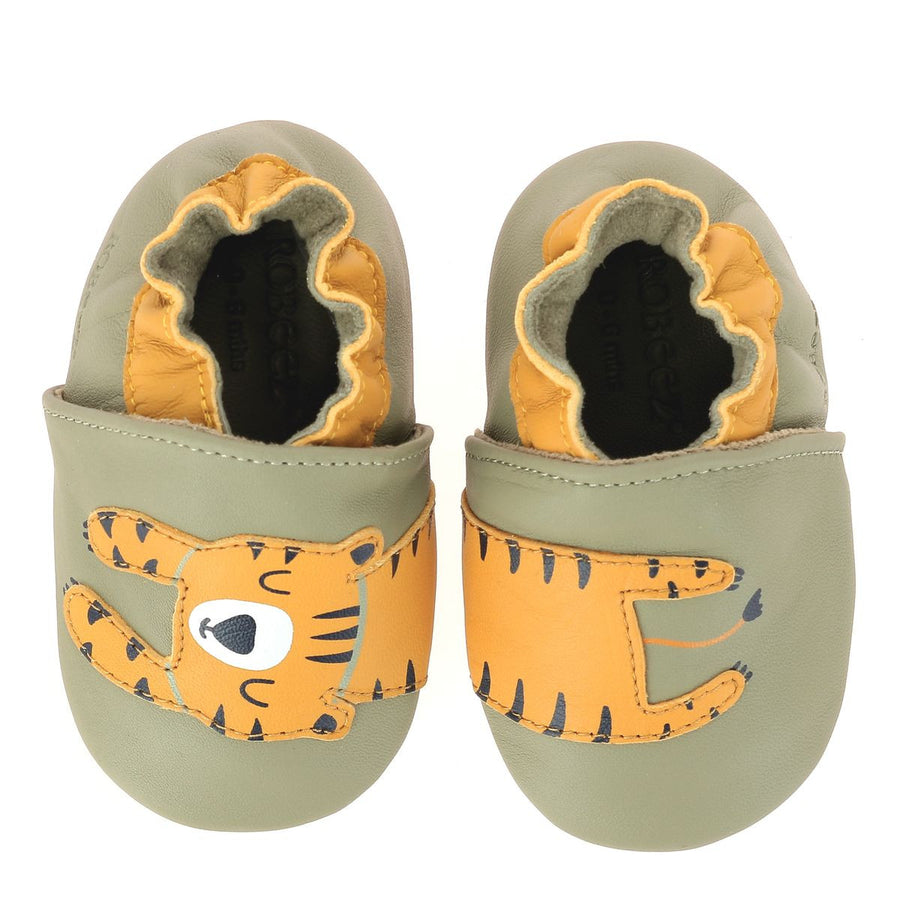 Robeez Chaussons Crêpe Tiger Nap Kaki