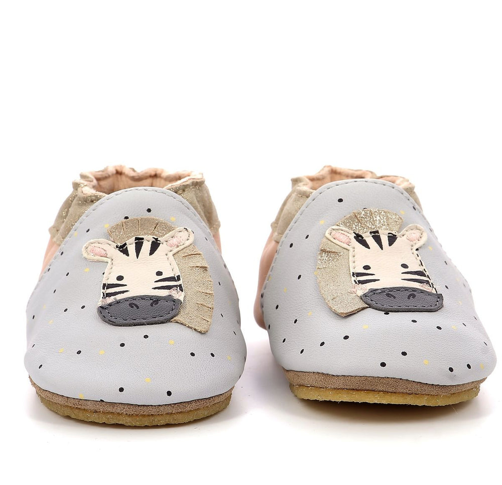 Robeez Chaussons Crêpe Cute Zebra Gris Rose