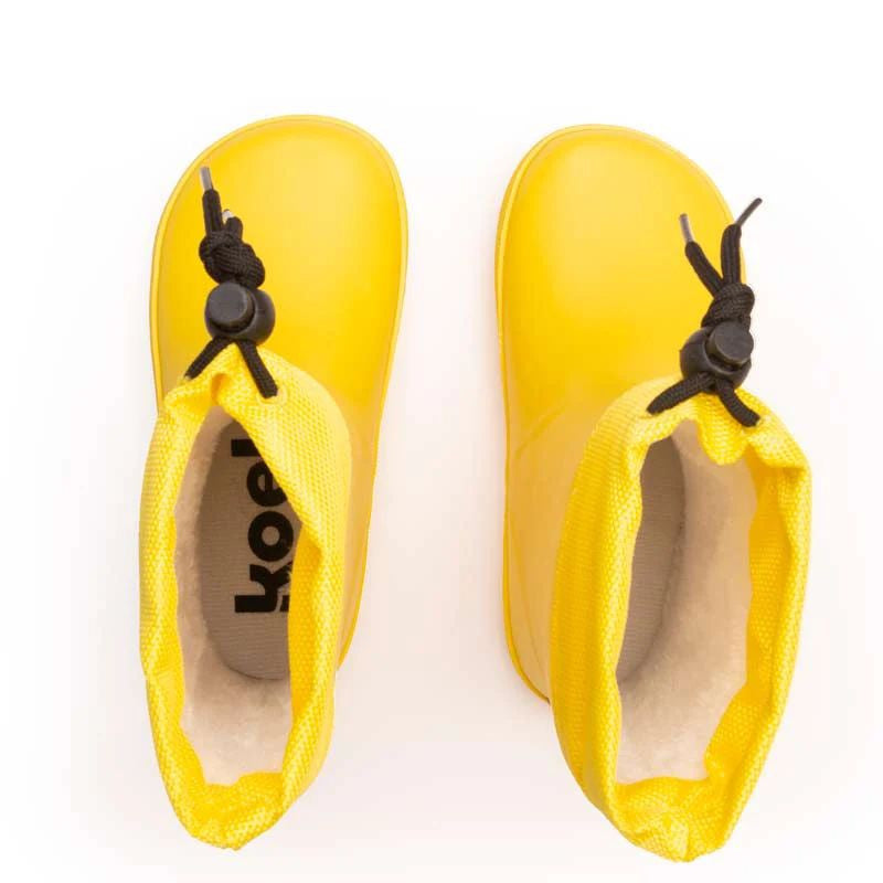 Koel Wellie Fourrées Barefoot Jaune Lacets