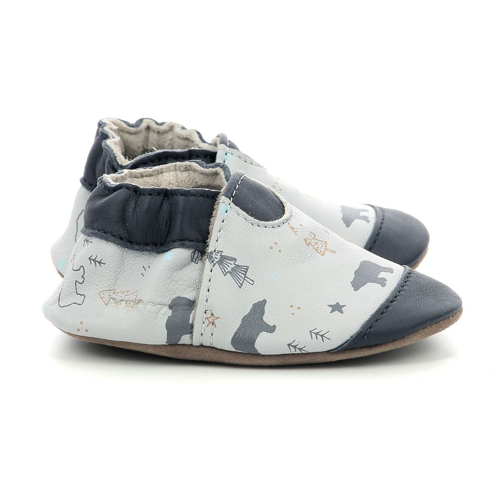 Robeez Chaussons Wintering Bear Gris Clair Marine