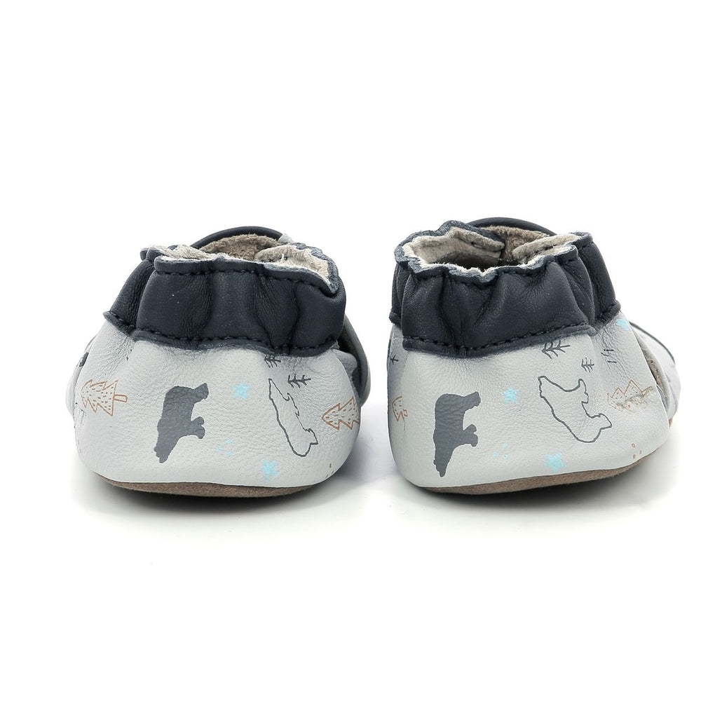 Pantuflas Robeez Wintering Bear gris claro marino