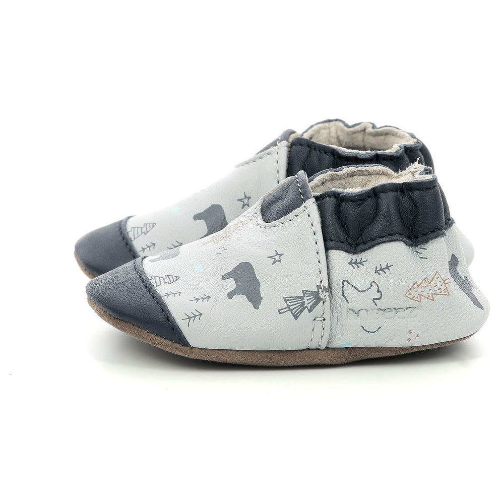 Robeez Chaussons Wintering Bear Gris Clair Marine