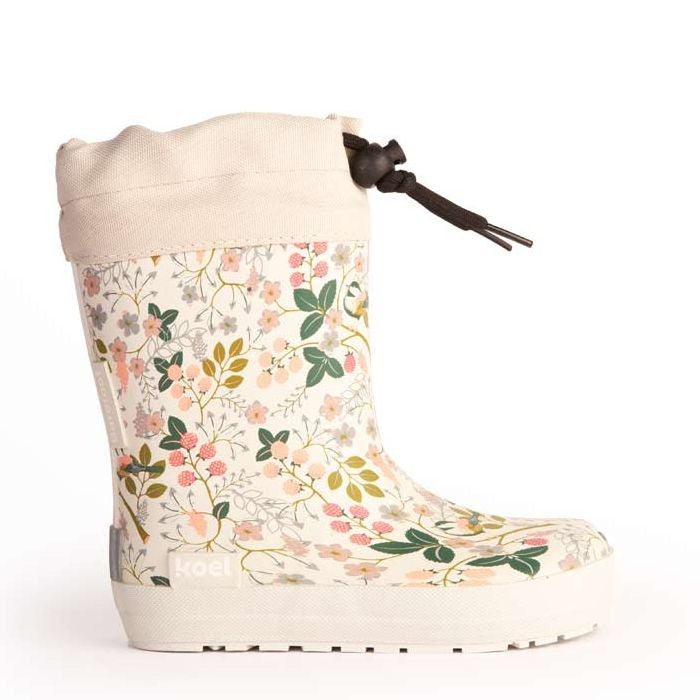 Koel Wellie Relleno Descalzo Flores Cordones Verdes