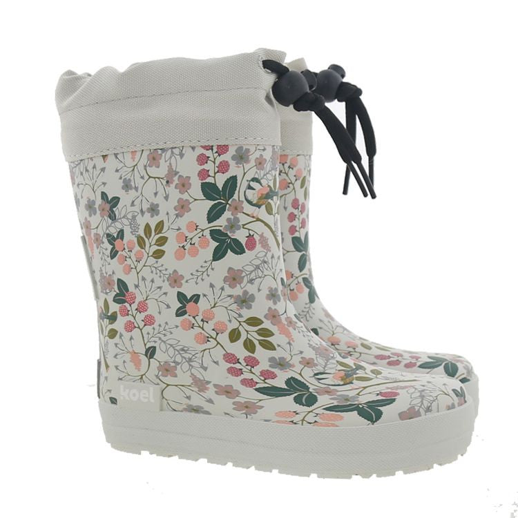 Koel Wellie Fourrées Barefoot Flowers Green Lacets