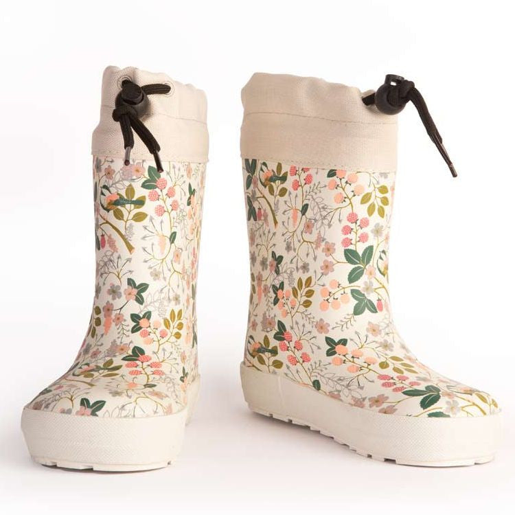 Koel Wellie Relleno Descalzo Flores Cordones Verdes