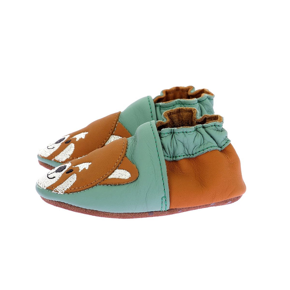 Robeez Chaussons Gingerbear Vert Camel