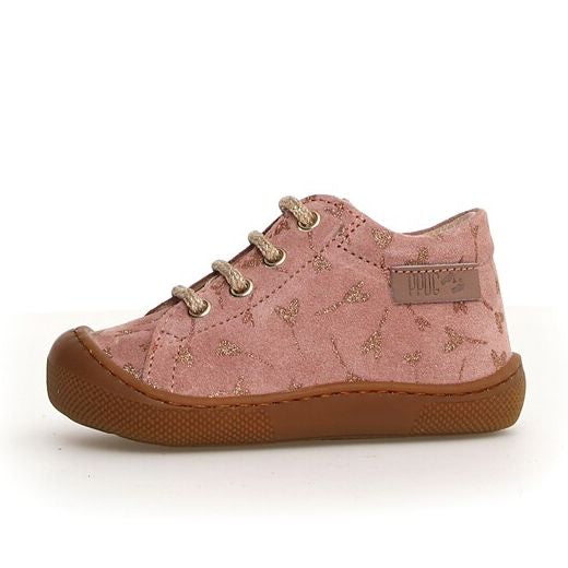 Naturino Barefoot Orec Lacets Fleurs Rose Or