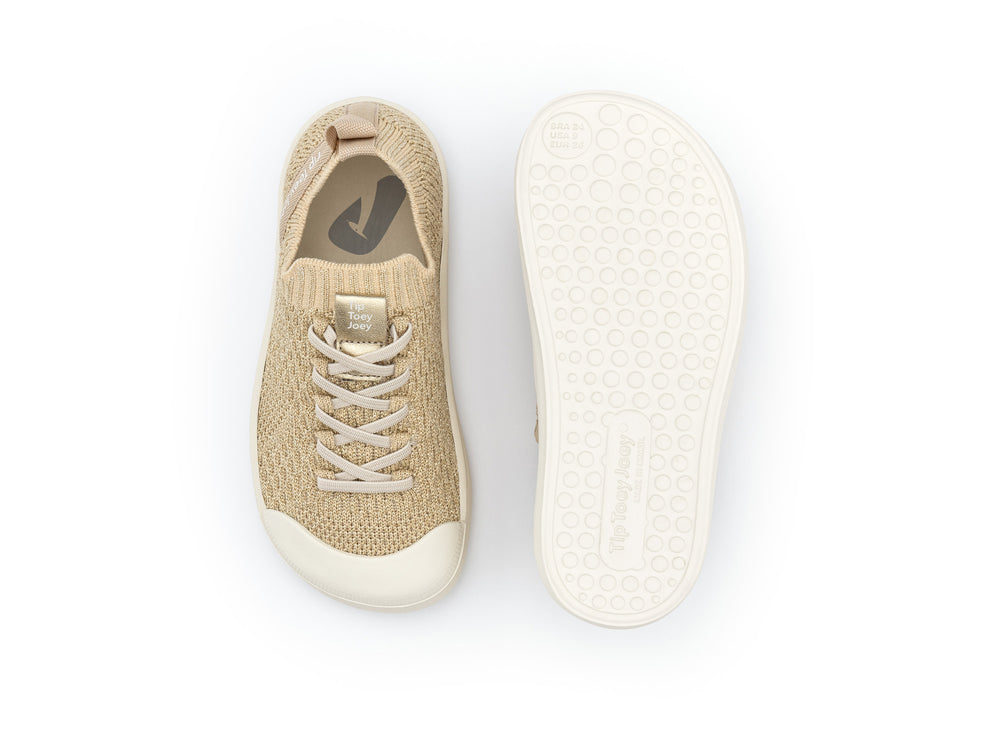 Tip Toey Joey Kidos Sneakers Easy Ouro Lurex Knit Champagne