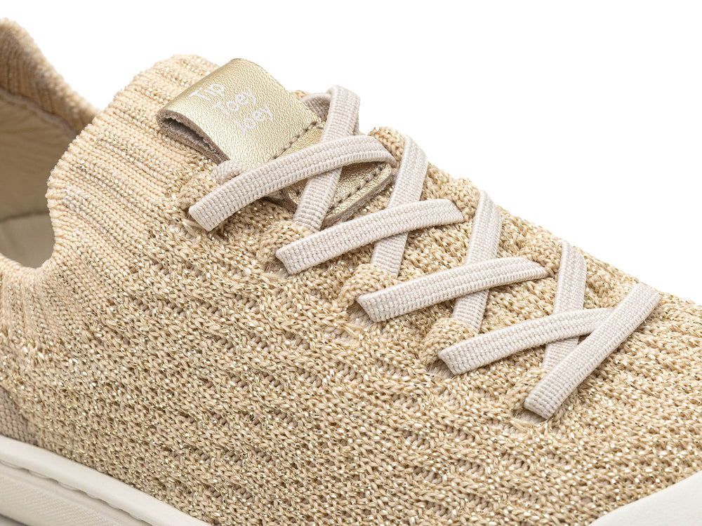 Tip Toey Joey Kidos Sneakers Easy Ouro Lurex Knit Champagne