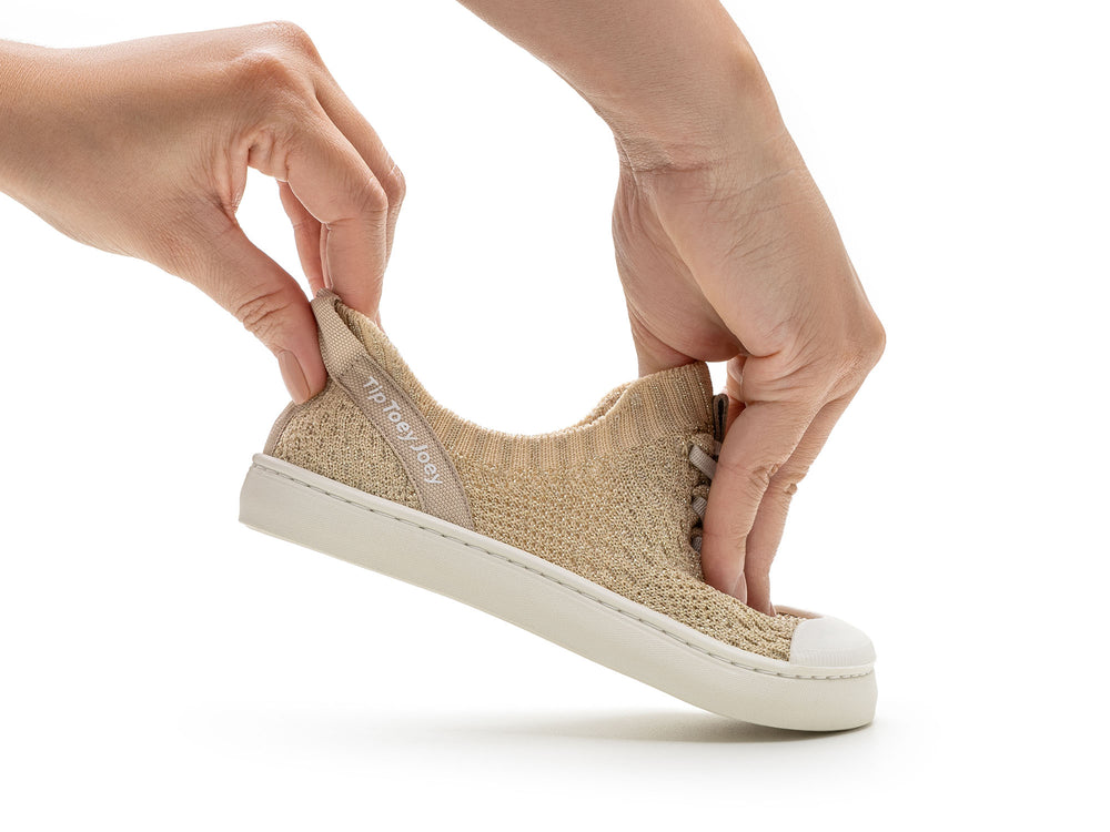 Tip Toey Joey Kidos Sneakers Easy Ouro Lurex Knit Champagne